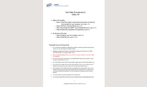TOEFL ITP Test Taker Procedures