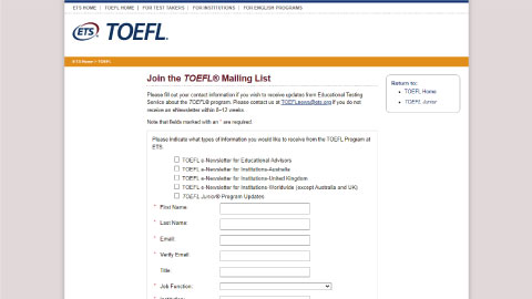 TOEFL® Mailing List