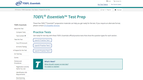 TOEFL Essentials Information Bulletin